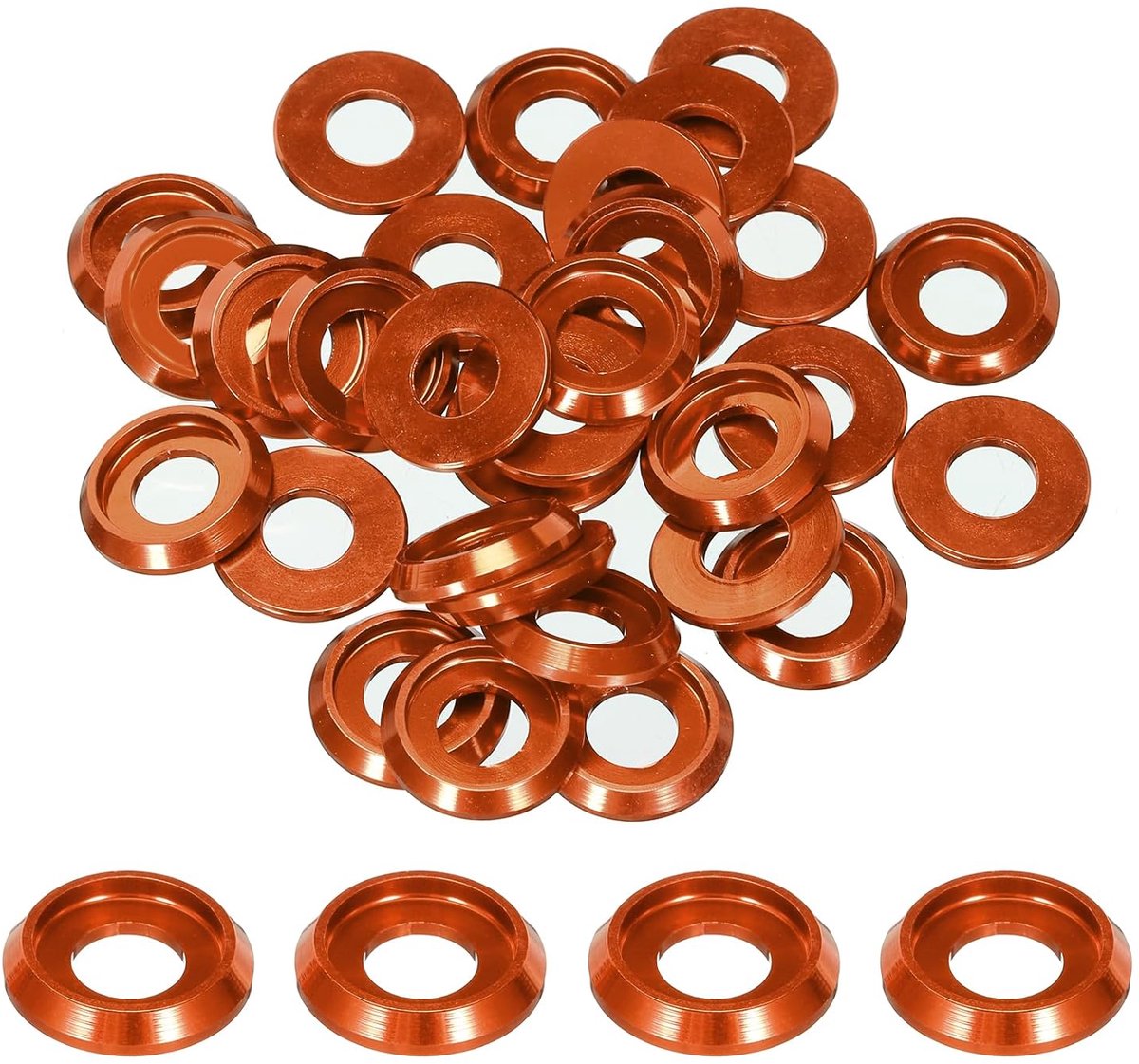 M6 conische sluitringen, gatdiameter: 6 mm, aluminium afdichtingen voor RC/FPV/PC/drone/mechanische accessoires, verpakking van 40 stuks (oranje)