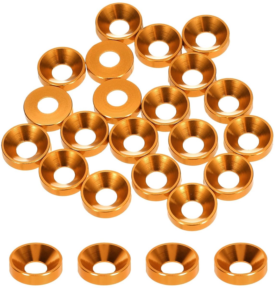Verzonken sluitringen M4 diameter gat 4,1 mm / 0,16 aluminium afdichtingen afdichting ring kop kop voor schroeven RC / FPV / PC / mechanische drone onderdelen model 20 stuks (oranje)