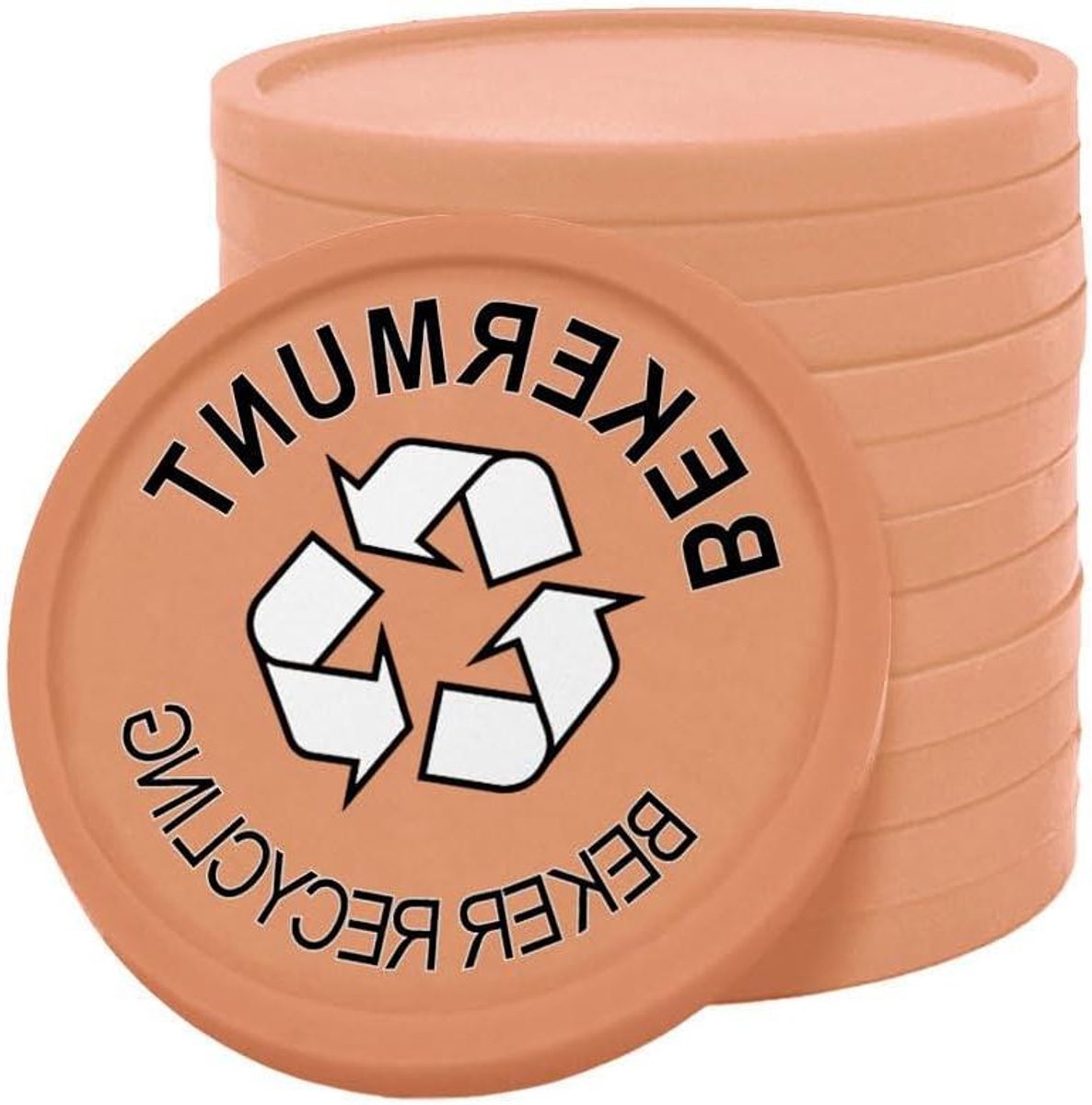 Bekermunten - Statiegeld munten Recycle munten - Evenementen organiseren - Gemaakt van gerecycled plastic - Ø29mm 100 stuks - Pastel oranje