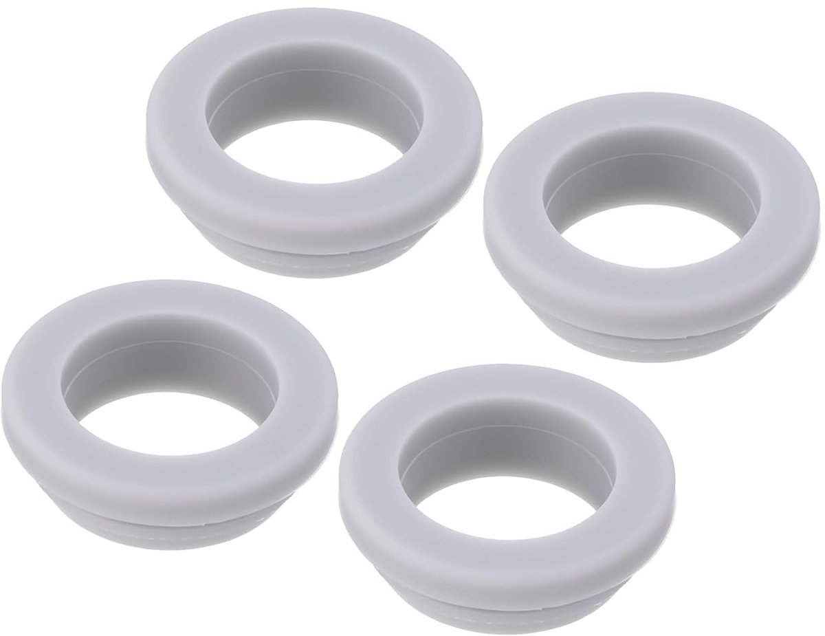 4 stuks rubberen stoppen om vast te klikken, diameter 24 mm ID 19 mm breedte, smalle groef 2,5 mm anti-kras-afdichting voor elektrische boxen, kabelbuizen, grijs