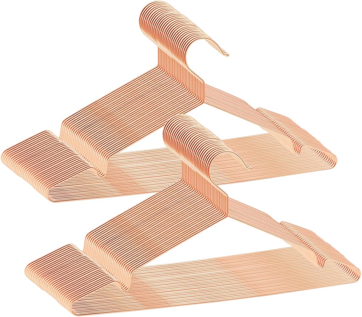 AIY0360R Kleerhangers van roestvrij staal, ruimtebesparende metalen kledingstang, roestbestendig, voor shirts, overhemden, jurken, tops, 42 x 21 cm (b x h), rosé goud, 60 stuks