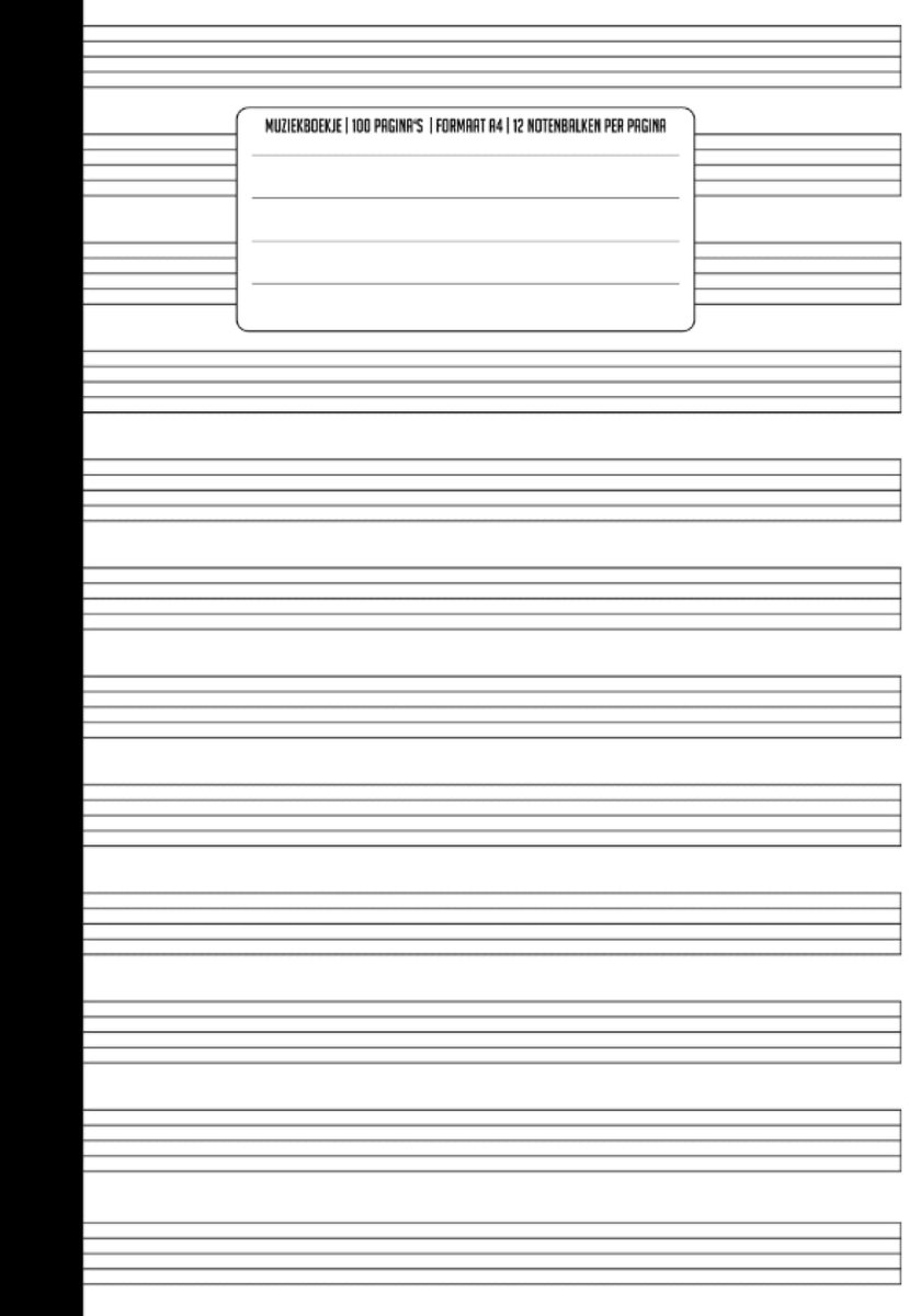 Blank Bladmuziek Muziekpapier Muziekschrift Manuscript Muziekboek - Blank Staff Paper - 100 Pagina‘s A4 12 Notenbalken