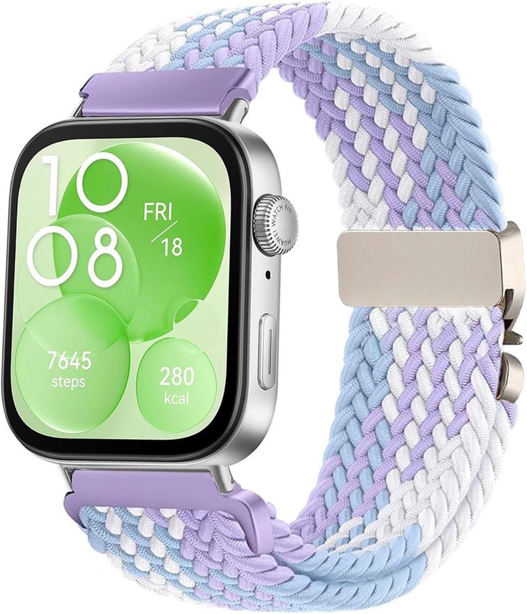 Nylon Gevlochten Band Compatibel met Huawei Watch Fit 5/4 Pro/4/3, Elastische Sportband voor Huawei Fit 5/4 Pro/4/3 Vrouwen Mannen