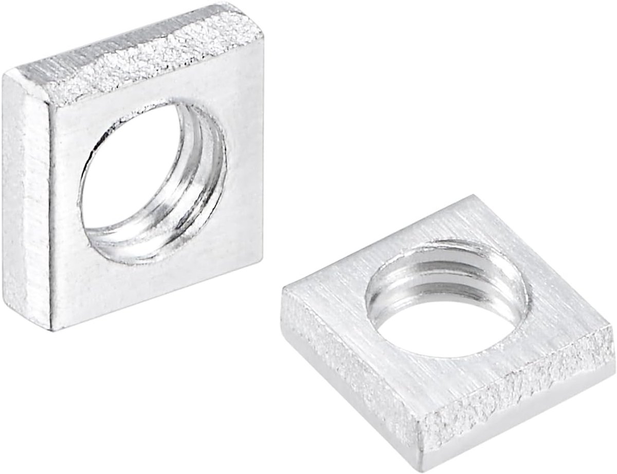 200 stuks vierkante moeren, M4 x 6 mm x 2 mm, vierkante moeren, verzinkte metrische grove schroefdraad, assortimentsdoos