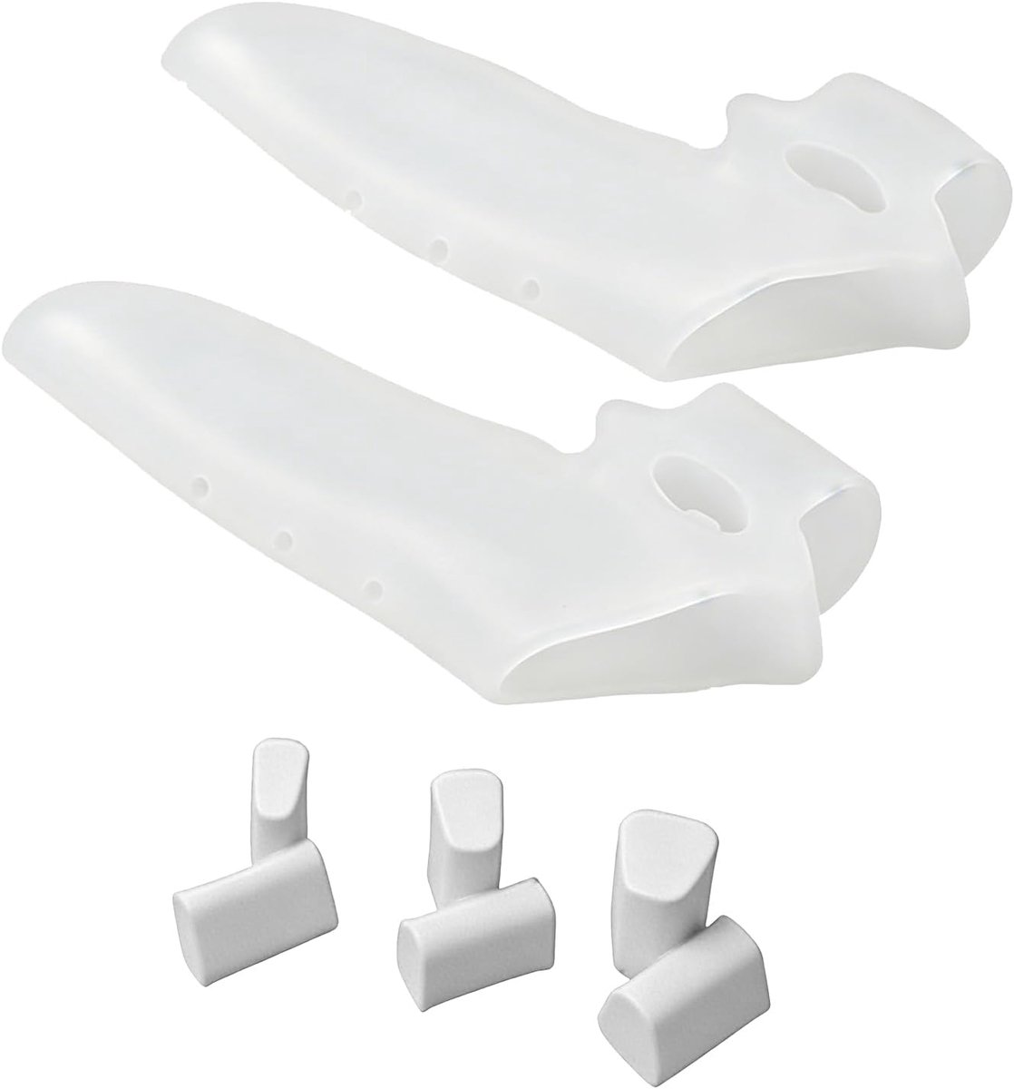 Teenspreider set - 1 paar + 3 siliconen stoppers - hallux valgus corrector - tenen rechttrekken - voor mannen en vrouwen - transparant