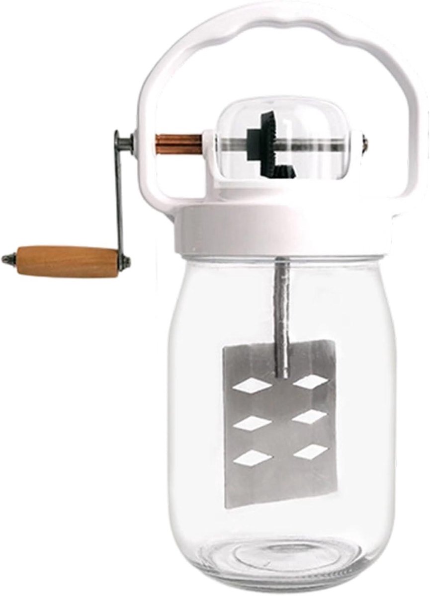 Handmixer Glazen Pot - Botermaker Keukenmachine - Zelf Boter Maken - Handmatig Zonder Stroom - 1500 ml - Transparant