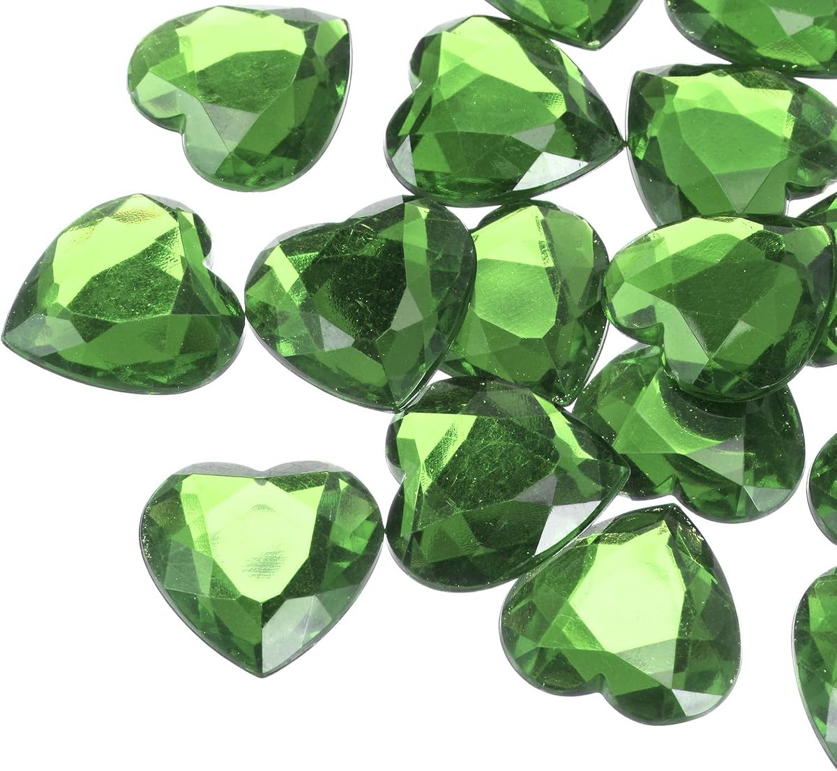 20 stuks acryl hartjes strasssteentjes 30 mm platte achterkant kunststof glitterstenen voor knutselwerk kralen gezichtsbeschildering kostuumsieraden maken lichtgroen