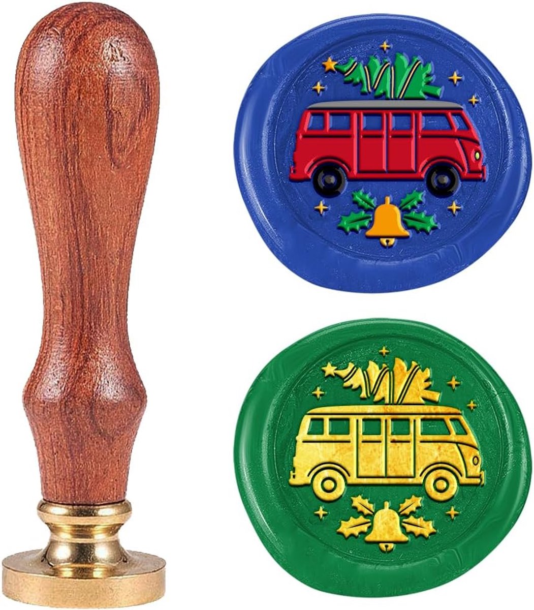 Pickup vrachtwagen waszegel stempel vintage zegelstempel afdichting verwijderbaar 2,5 cm verzegeling waskop met houten handvat voor uitnodigingen, groet, wijn, geschenkverpakking