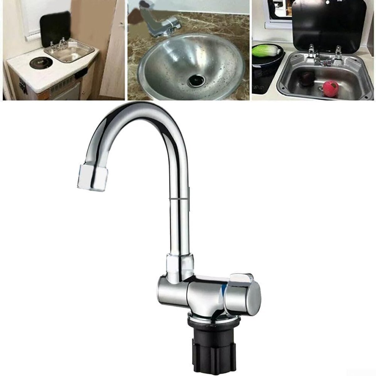 Camper Waterkraan, Vouwen Warm En Koud Mixer Waterkraan Kraan Voor Campers, Jachten, Campers, Bar Tellers, 360° Rotatie