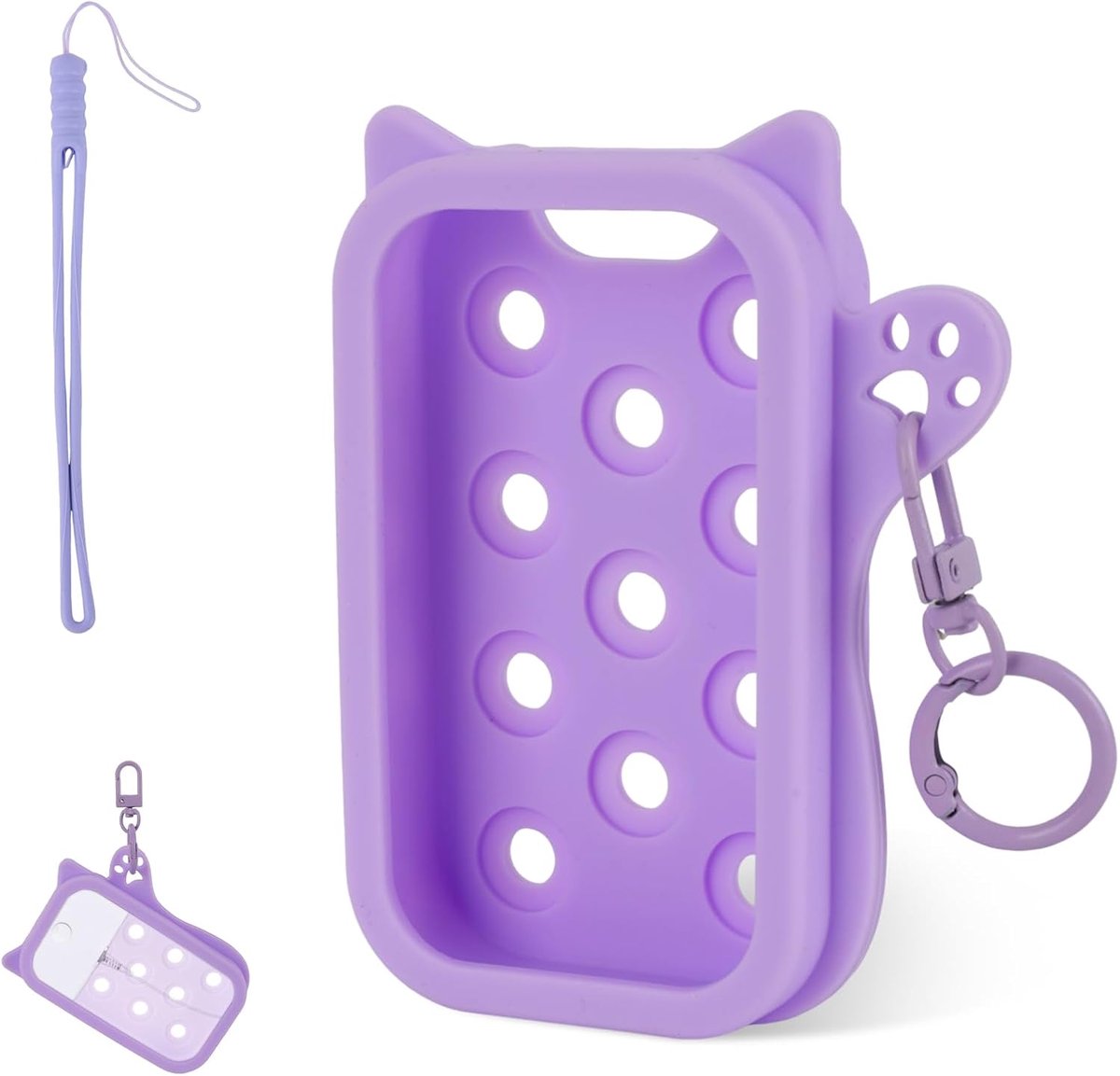 Voor, Siliconen Houder met Sleutelhangertje en Ophangkoord Draagbaar Accessoire voor Power Mist/Glow Mist 30ml (Paars)