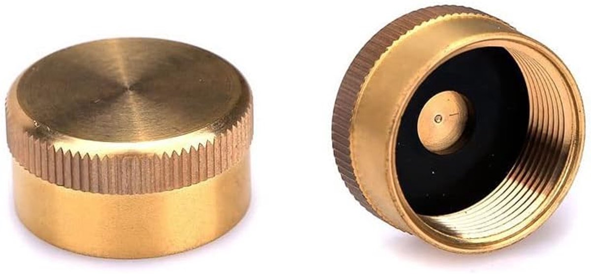 Propaanflesdop 2 stuks Navuldeksel Messing 1"-20 Schroef Universeel voor Alle 1 lb Gastank Cilinder Verzegelde Bescherming