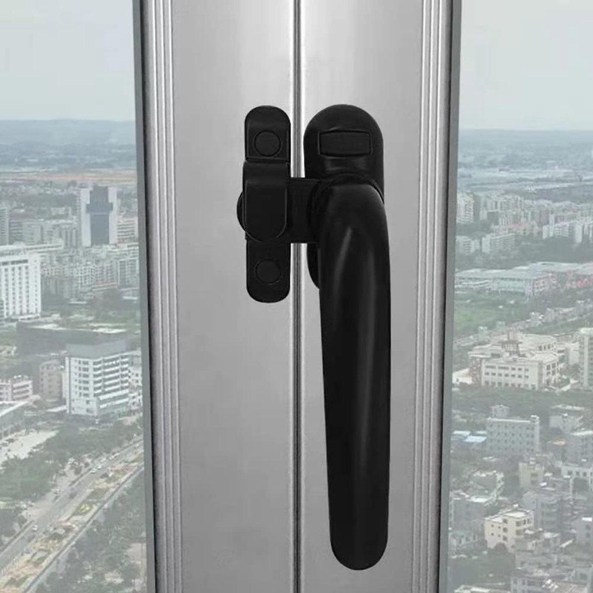 Inner Window Handle Plastic Staal Glijdende Binnen en Buiten Opknoping Venster Handvat Deur en Venster Katrol Handvat Accessoires (Zwart Rechts Open)