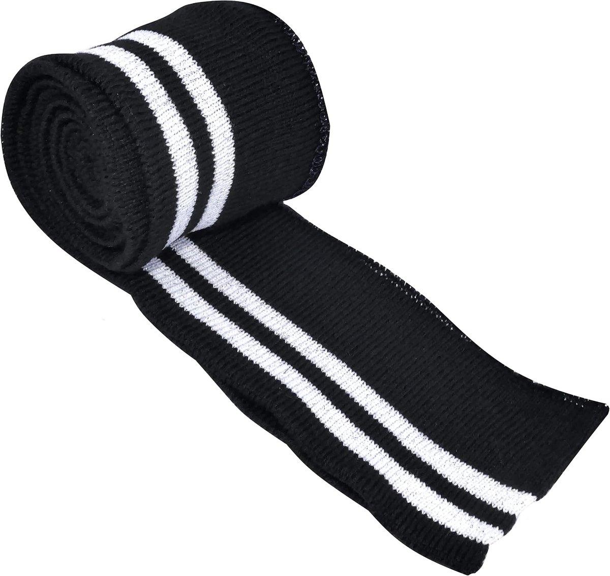 Stof / band 130x6,5 cm - voor geribbelde manchetten, zoom, jas - kleur zwart - 100% acryl - kleding gebreide jas decoratie creatieve projecten naaien