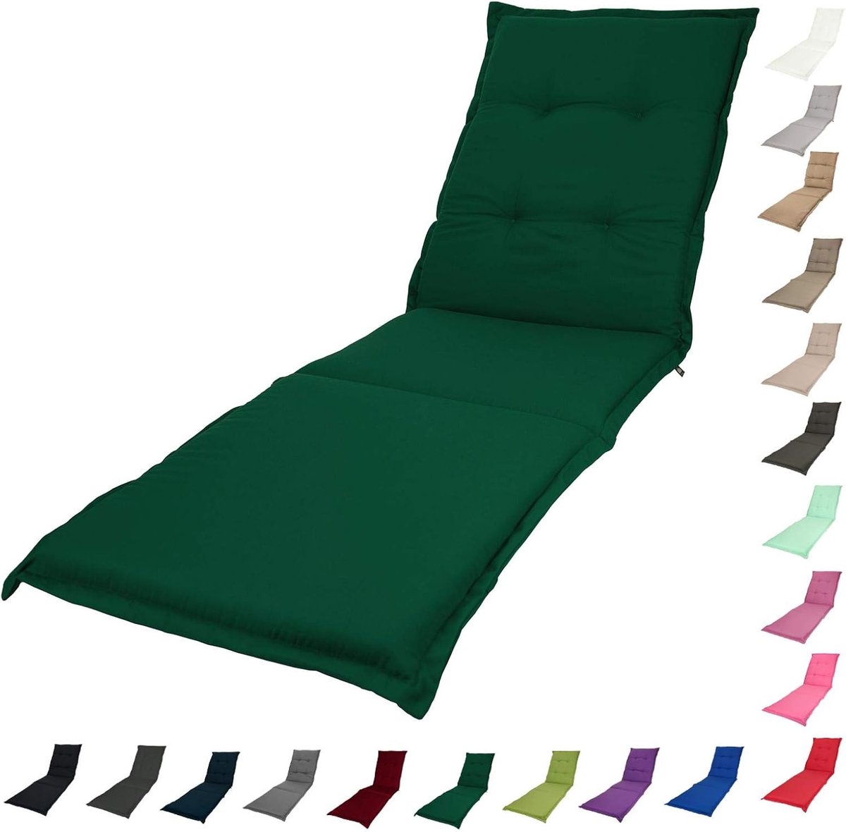 Lounger kussen 195 x 60 cm - Forest Green - Stevig schuim - Extra comfort voor buiten - SnelShoppen