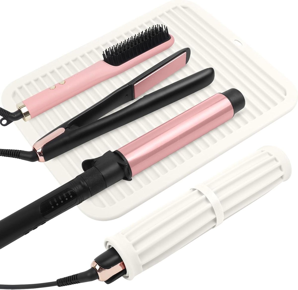 Siliconen Hittebestendige Mat - Hot Tools Mat - Haarstyling Beschermen - Extra Groot Ontwerp - 36 x 28 cm - Grijs