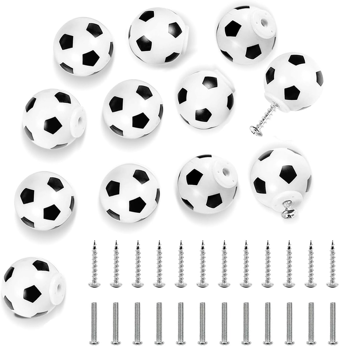 12 stuks voetbalcommode knoppen voor voetballaden, sportthema, decoratieve handgrepen, meubeldecoratie, handgrepen voor commodes, kasten, kasten