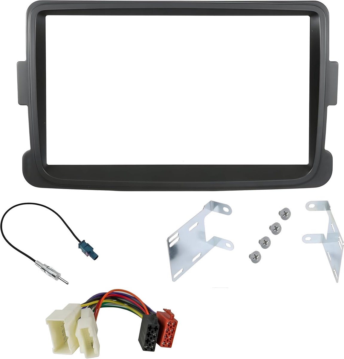 Paneel kit 2-dinbevesitigingskitVoorpaneel Frame Geschikt voor Dacia Duster, logan, Sandero, Dokker, Lodgy/renault Symbol, Captur, Trafic swart