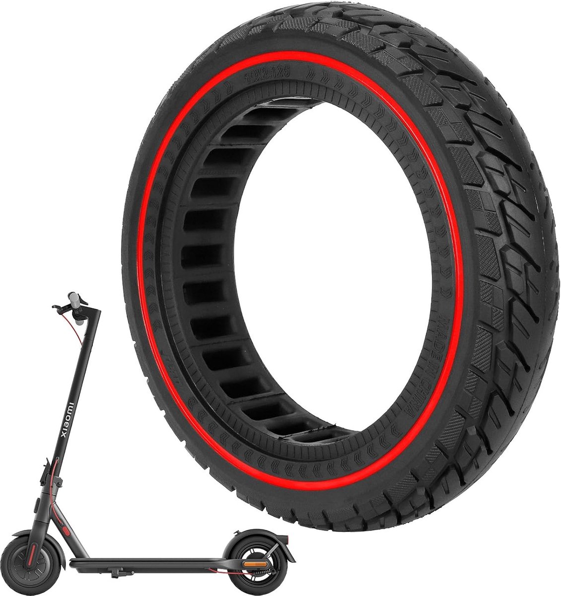Band 250 x 54 voor Xiaomi 4 Pro/Lite 10 x 2,125 massief rubber voor Ninebot F20/F25/F30/F40 reserveband solide 10 inch (rood)