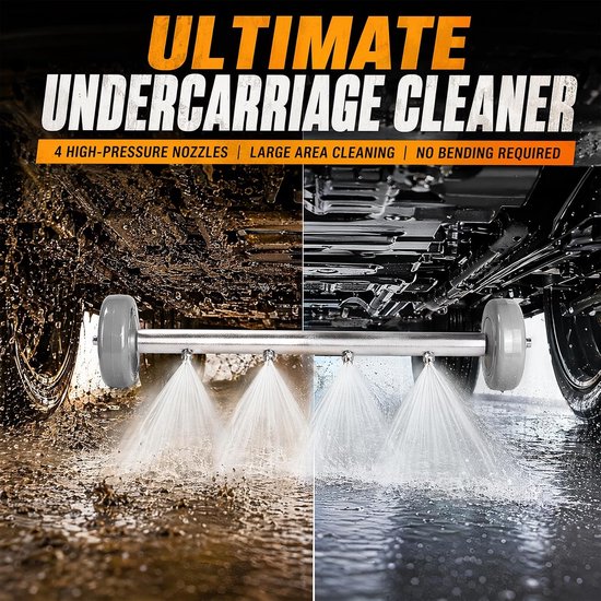 Auto, hogedrukreiniger ondervloerreiniger, 4000 PSI oppervlaktereiniger met 3 verlengbuizen en 1/4 inch snelaansluiting, waterbezem voor auto, SUV, camper, tuin — afbeelding 5