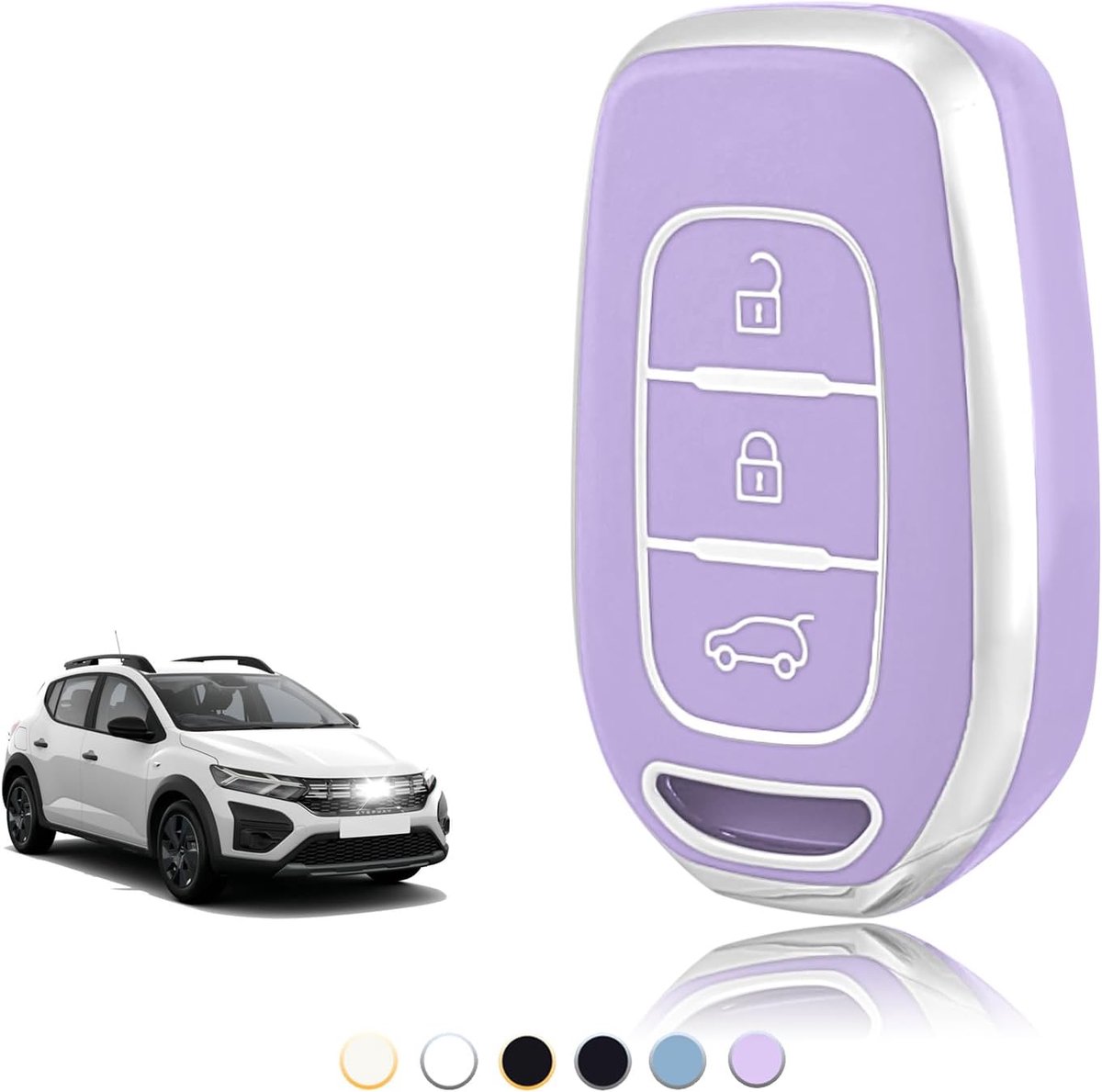 Sleutelhoes TPU, Autosleutelhoes Geschikt voor Renault Twingo Kangoo Clio Symbol Kwid Dacia Logan Sandero Stepway Duster Dokker, Sleutel Cover Bescherming Sleutelbehuizing - Smart Key