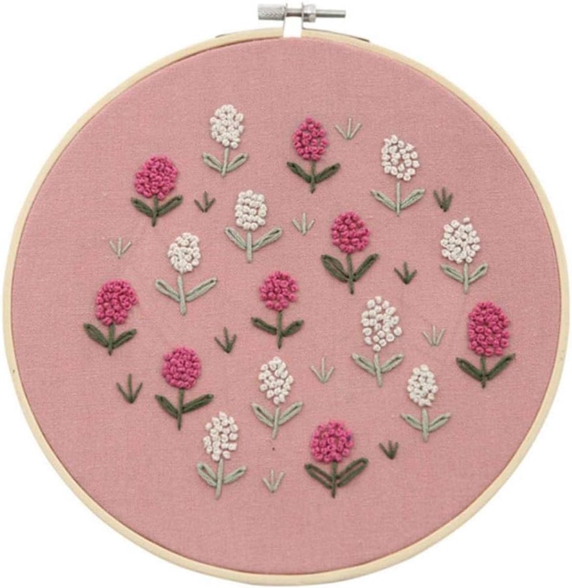 Embroidery Starter Kit Voorgedrukt handwerk bloempatroon kleur draad en borduurwerk, 2