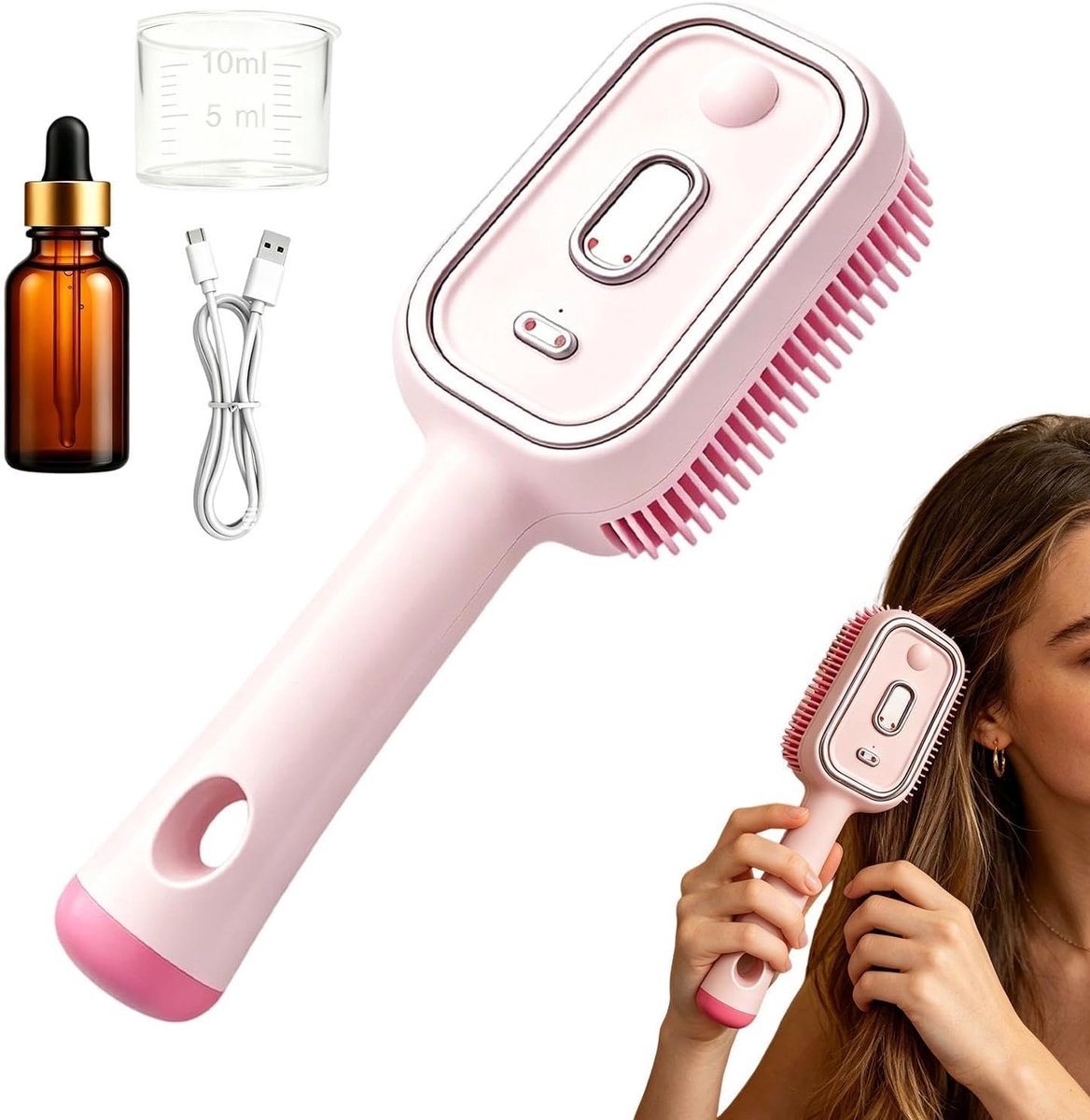 Borstel Draagbare Met Maat Beker | Luchtkussen Vernevelborstel Geschikt voor Blowout, Salon, Spa, Thuis, Reizen, Haardressing, Grooming en Styling