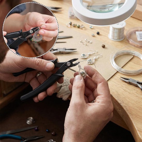 Tang, krimptangset voor het maken van sieraden, professioneel krimpgereedschap van roestvrij staal, efficiënt kralengereedschap voor doe-het-zelf armbanden, kralenborduurwerk en knutselen — afbeelding 4