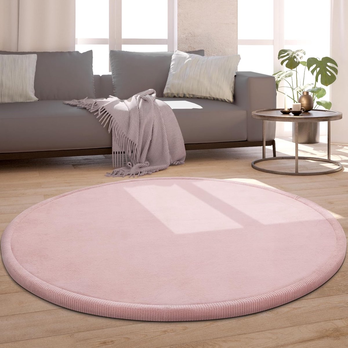 Home Tapijt Rond Voor Kinderen Vloerkleed Kinderkamer Zacht Antislip Modern, Maat:Ø 120 cm rondje, Kleur:Roze