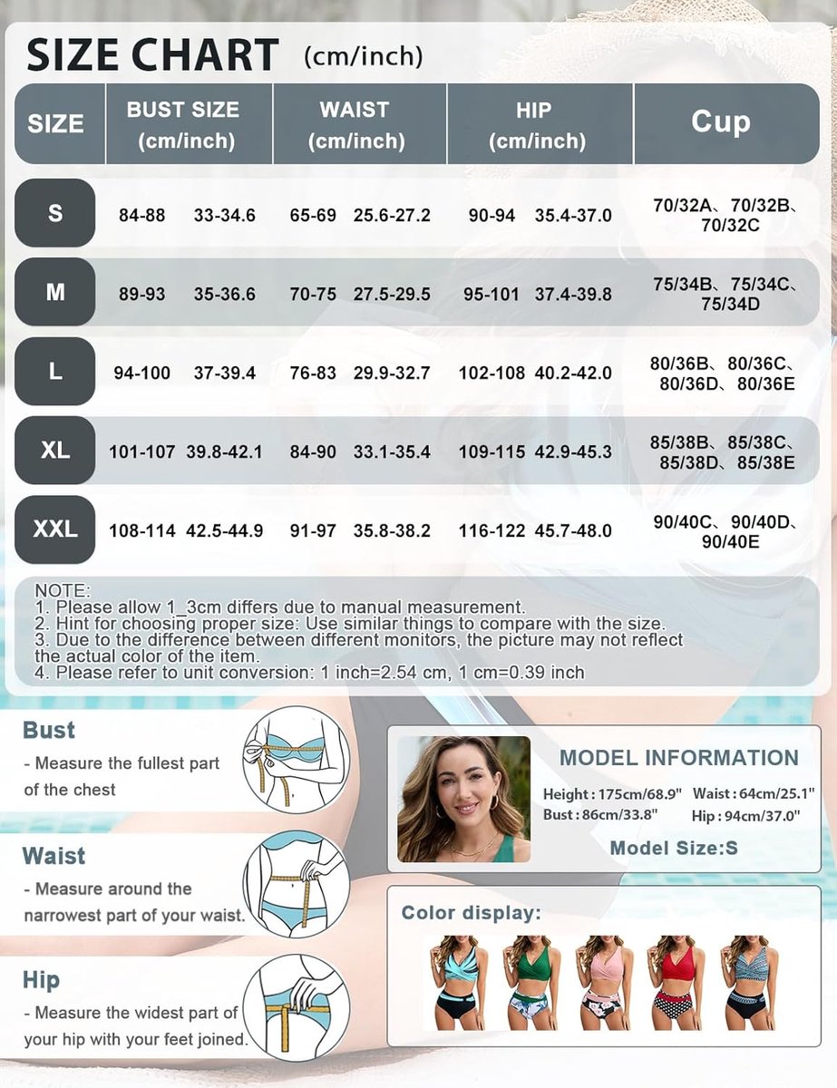 Bikini's voor dames, push-up bikini, hoge taille, sexy badpak met V-hals, strandkleding, bovendeel en broekje