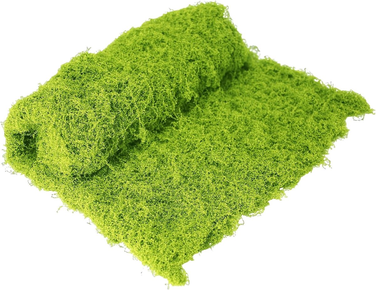 Kunstmos, gesimuleerd mosgras, wolmosmulch, 100 x 100 cm. Geschikt voor wanddecoratie, knutselen, minigtuinen, modelbouw van aquaria en kerststaldecoratie, lichtgroen