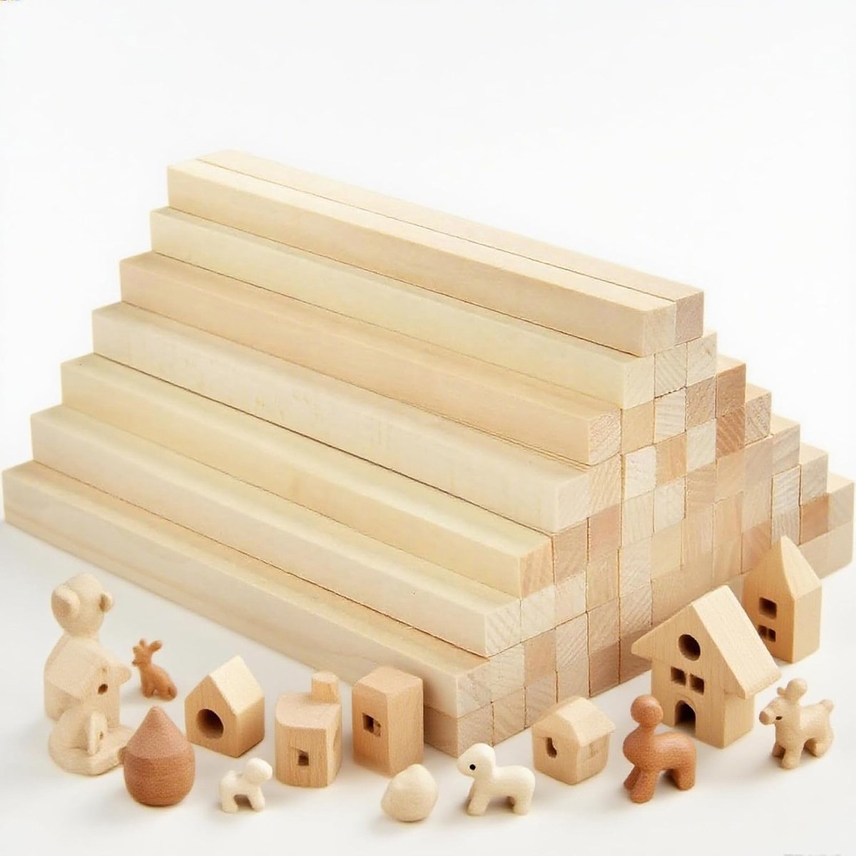 Stokken, vierkant, 25 x 1 x 1 cm, houten latten om te knutselen, onafgewerkte houten latten voor knutselprojecten, snijwerk en doe-het-zelfprojecten, 100 stuks