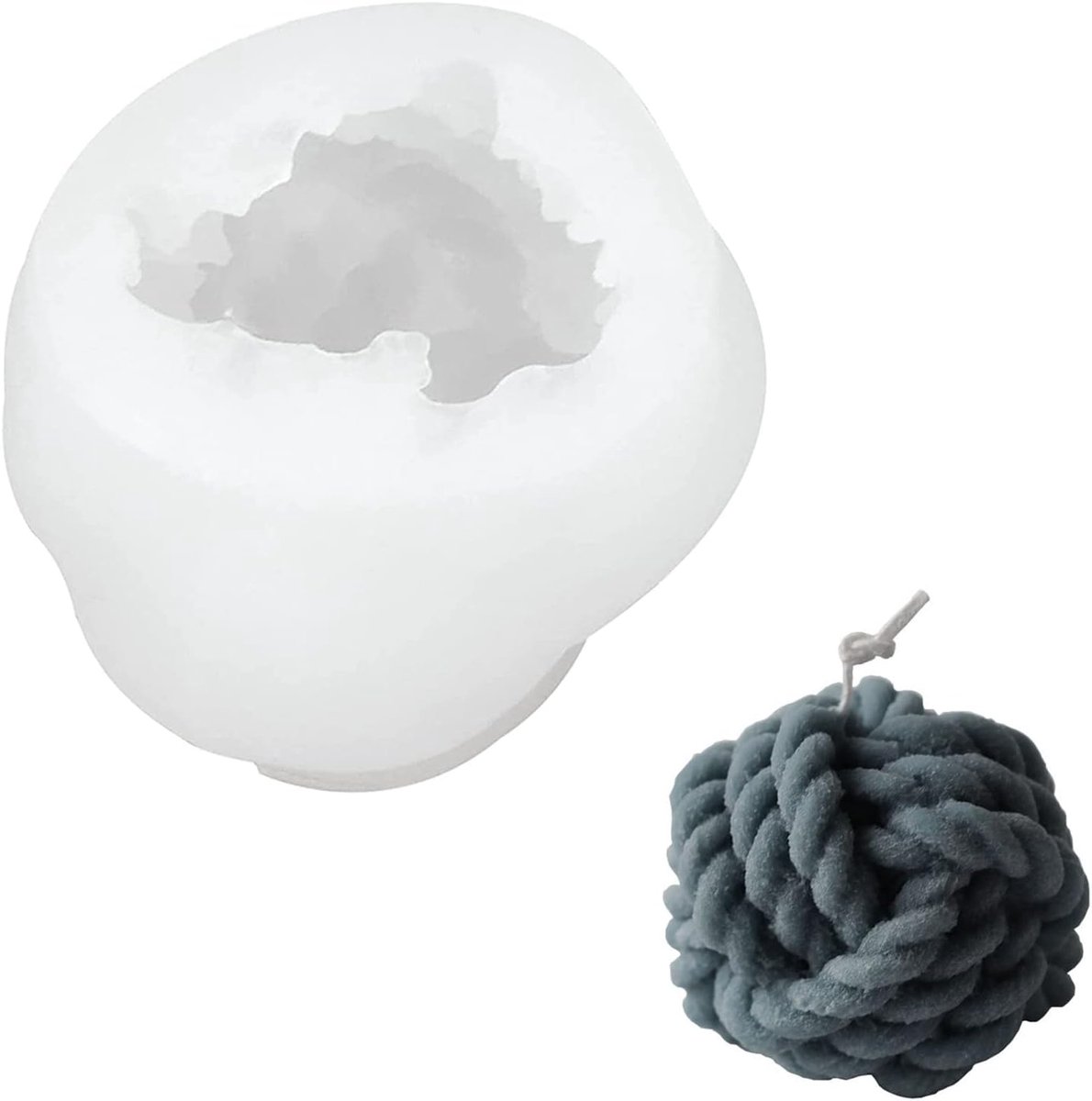 Bolvormige kaarsen, siliconen vorm, 3D-knopen, kaarsvorm, gebreide bal, kaarsgietvorm, siliconen, handwerk, voor garen, bol, zeepvorm