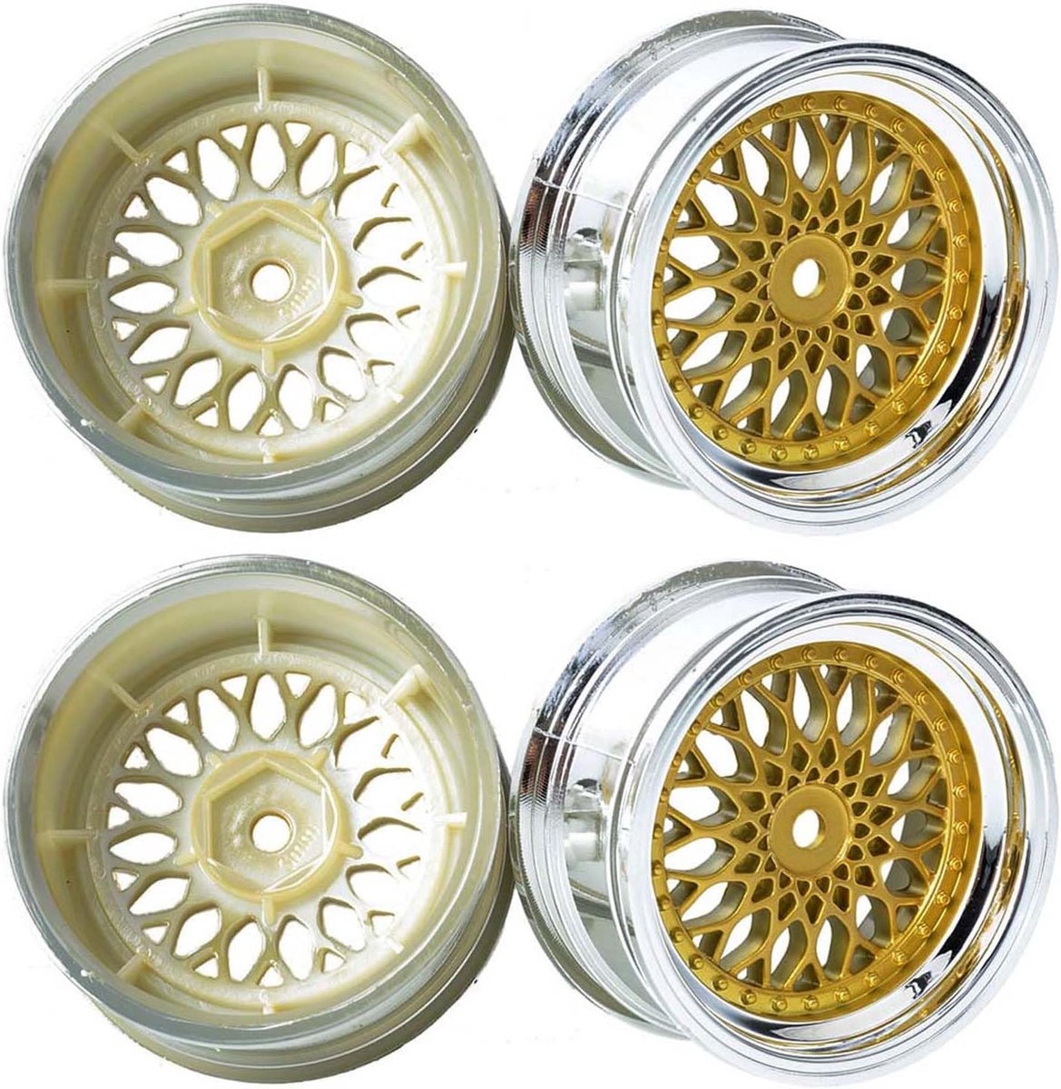 RC auto diameter 52 mm kunststof velgen 12 mm zeskant wielen voor 1/10 RC On Road Touring Racing Drift Car (inpersdiepte 3 mm, goud)