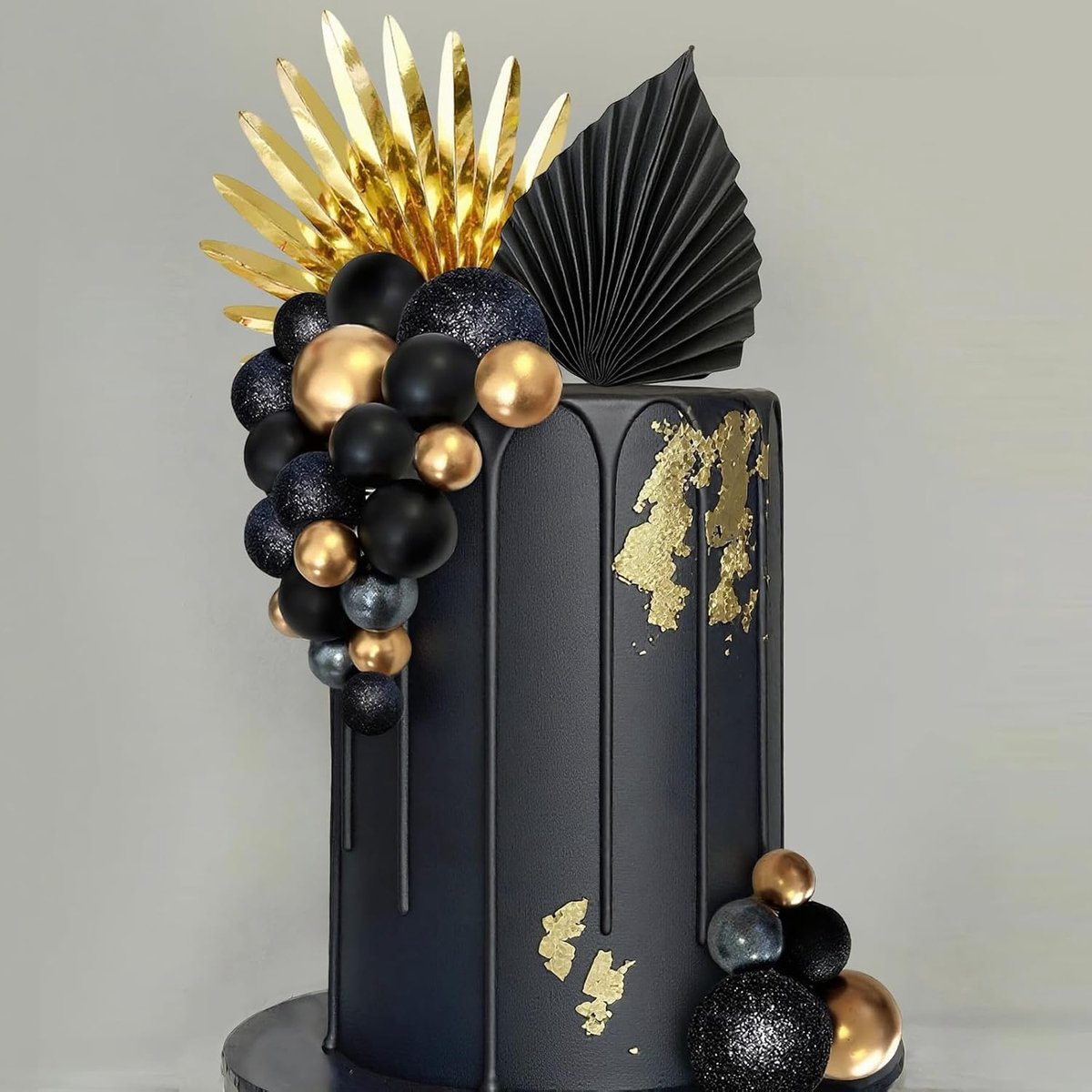 ballen voor cake, wit-goud, 28 stuks taartdecoraties, schuimbal, taarttoppers in palmvorm, mini-ballonnen, taarttoppers, voor verjaardag, bruiloft, babyshower (B)