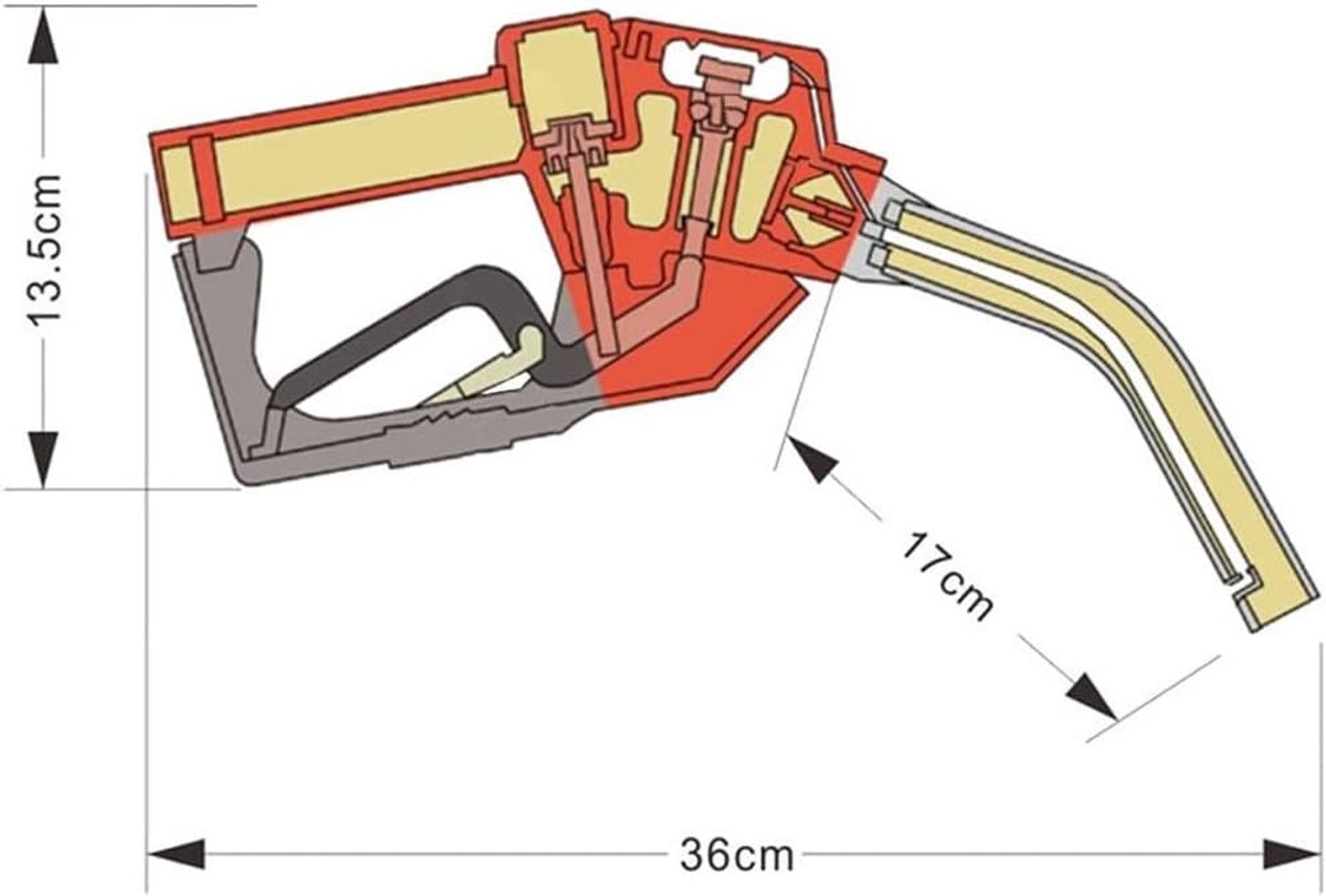 25cm Brandstof Levering Gun Benzine Diesel Benzine Olie Nozzle Dispenser Auto-Off Flow ¾" Rode Kleur