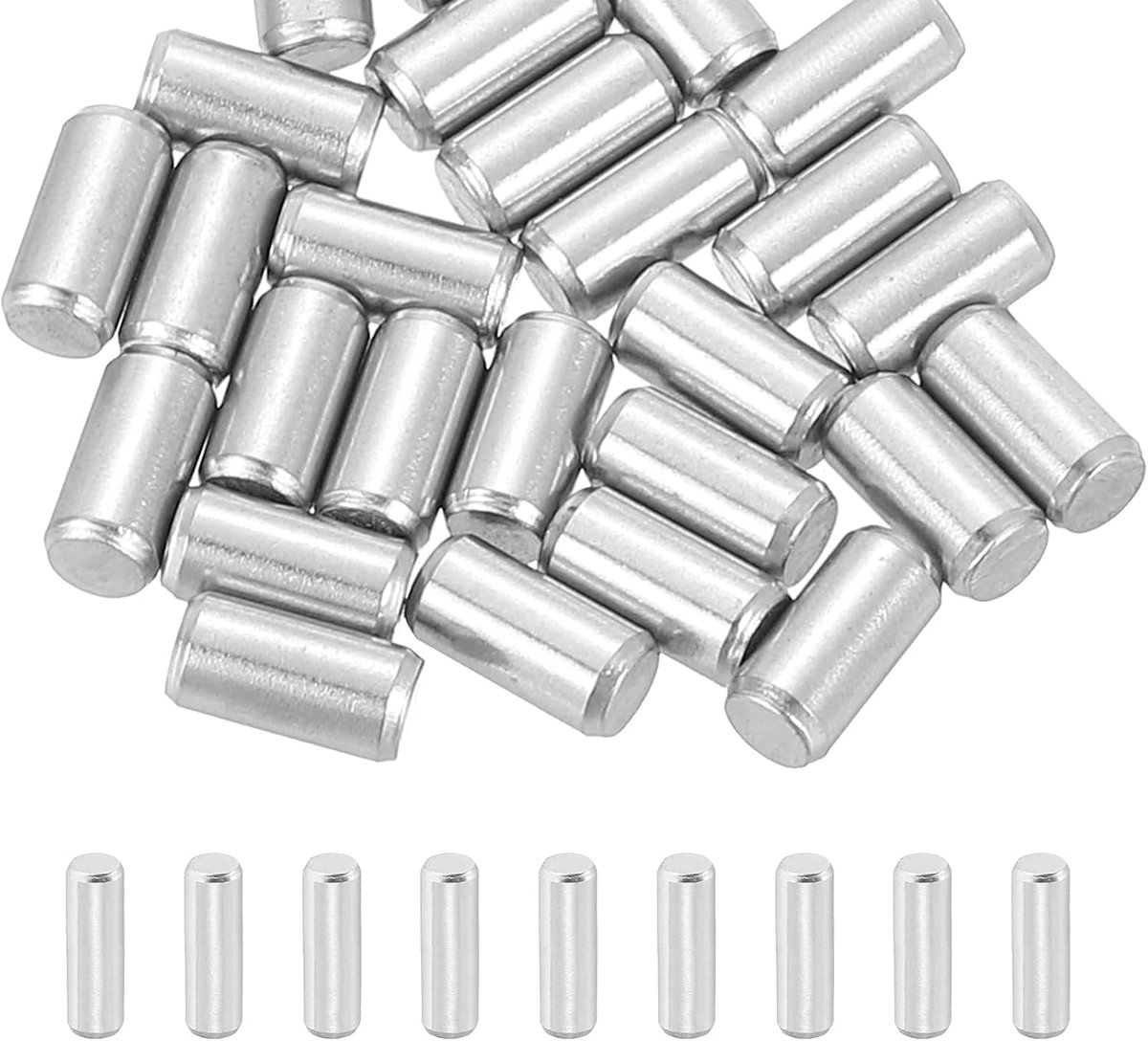 30 cilindrische pennen 3 x 5 mm roestvrij staal 316 voor planken, machines, meubels, doe-het-zelf, zilverkleurig