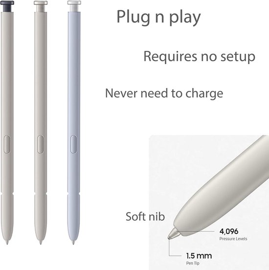 Ultra S Pen Vervanging voor Samsung Galaxy S25 Ultra S Pen, S25 Ultra Stylus voor Samsung Galaxy S25 Ultra 5G, Amerikaanse versie, EJ-PS938BBEGUJ,3 penpunten + 1 clip (lichtzilver) — afbeelding 3