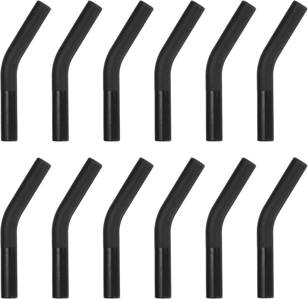 Siliconen rietjes, 12 stuks, zachte herbruikbare metalen rietjes, geschikt voor 8 mm OD-roestvrijstalen rietjes, zwart