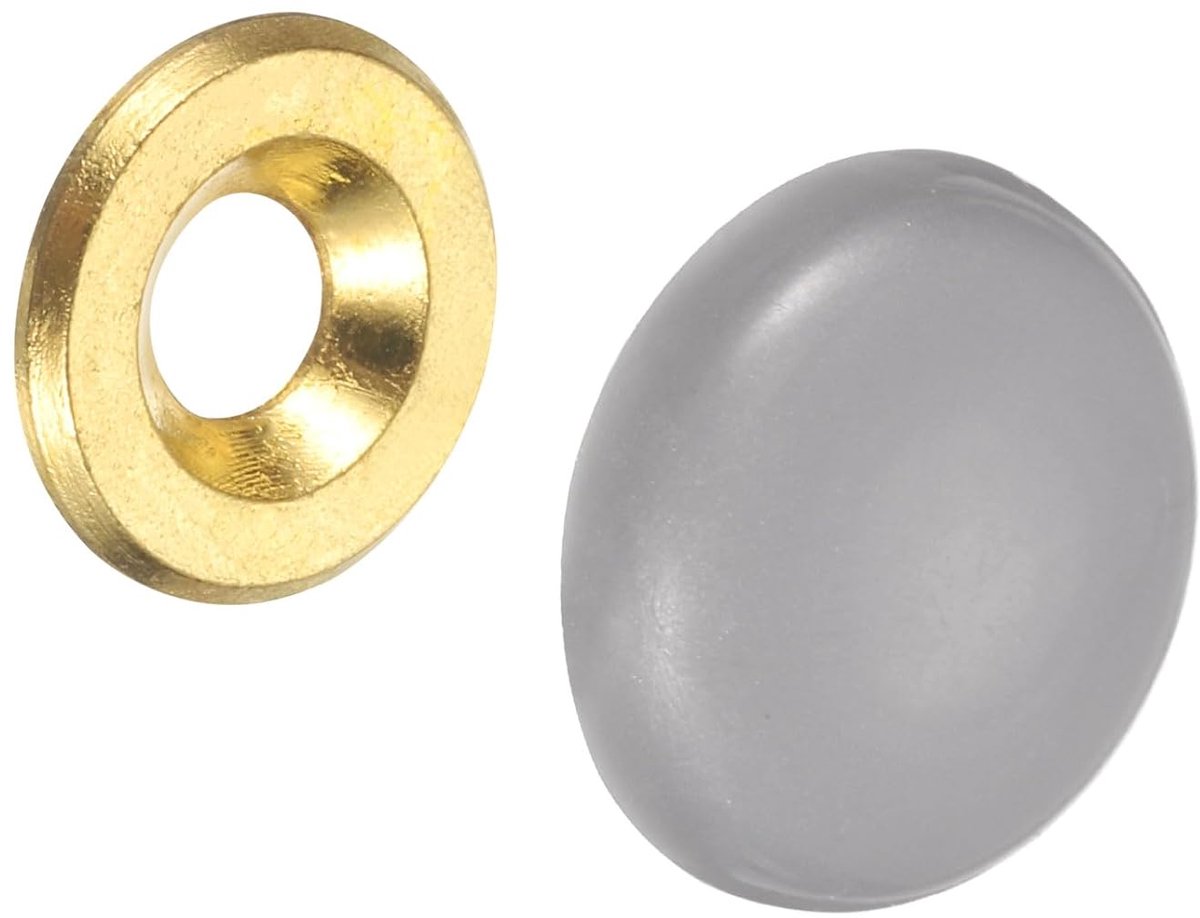 30 stuks decoratieve beschermhoes van 16,8 mm, voor nagels, afdekking van schroeven van zinklegering, voor bevestiging van spiegels, salontafels, meubels van hout of glas, lichtgrijs