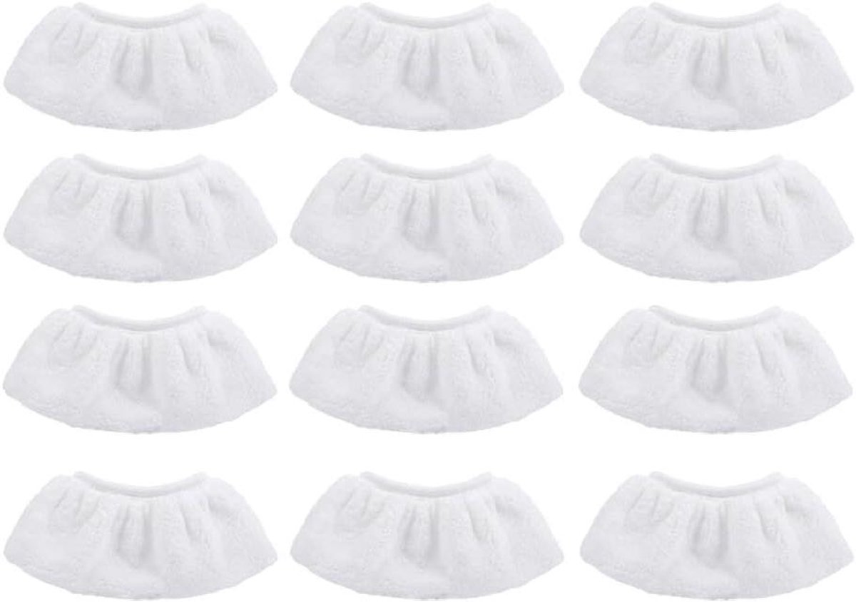 Stoomreiniger Doeken - Microvezel Hoezen - Grondig Schoonmaken - Set van 12 stuks - 17 x 9 cm - Wit
