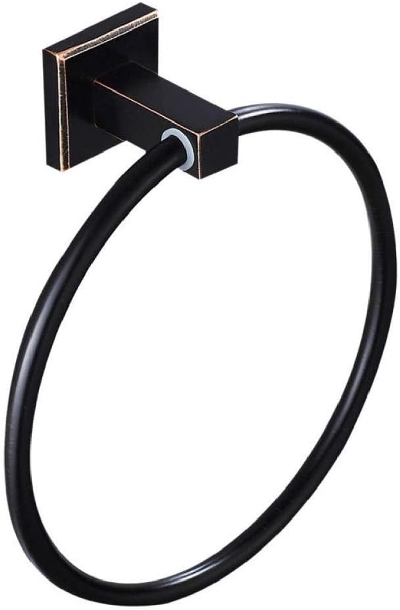 Handdoekhouder Badkamer, European Style Badkamer handdoek Rack, Zwarte Badkamer Hardware Hanger Vierkante Basis Wandmontage Zwart Brons Rond