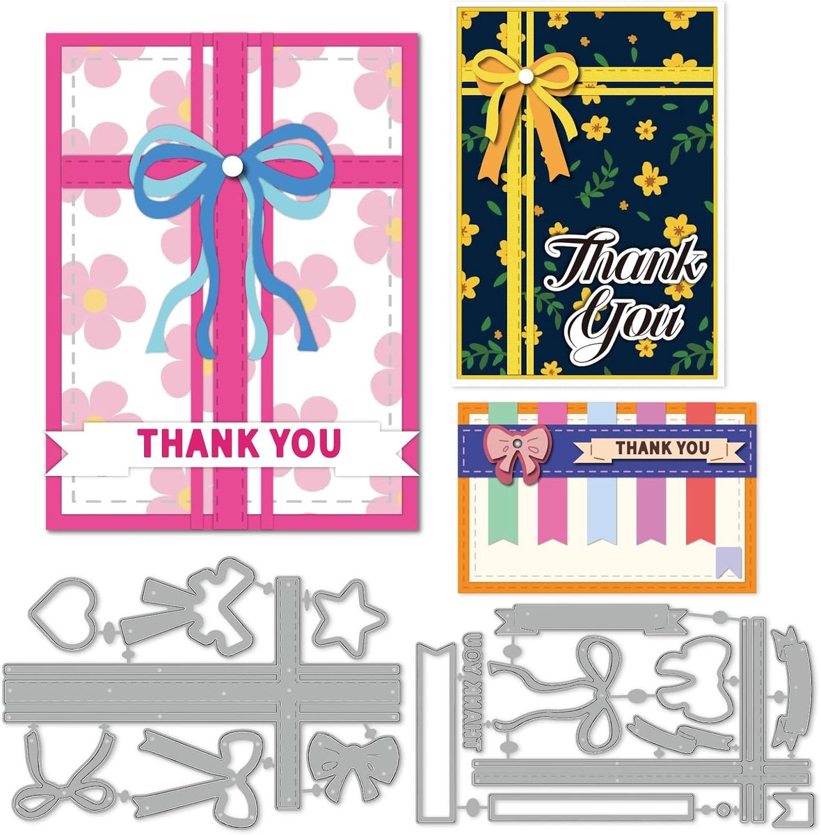 18 Stuks Boog Gift Die Cuts Boog Lint Die Cut Voor Kaarten Maken Dank U Snijden Dies Label Metalen Dies Present Embossing Stencils Voor DIY Scrapbooking Papier Kaart Fotoalbum Craft