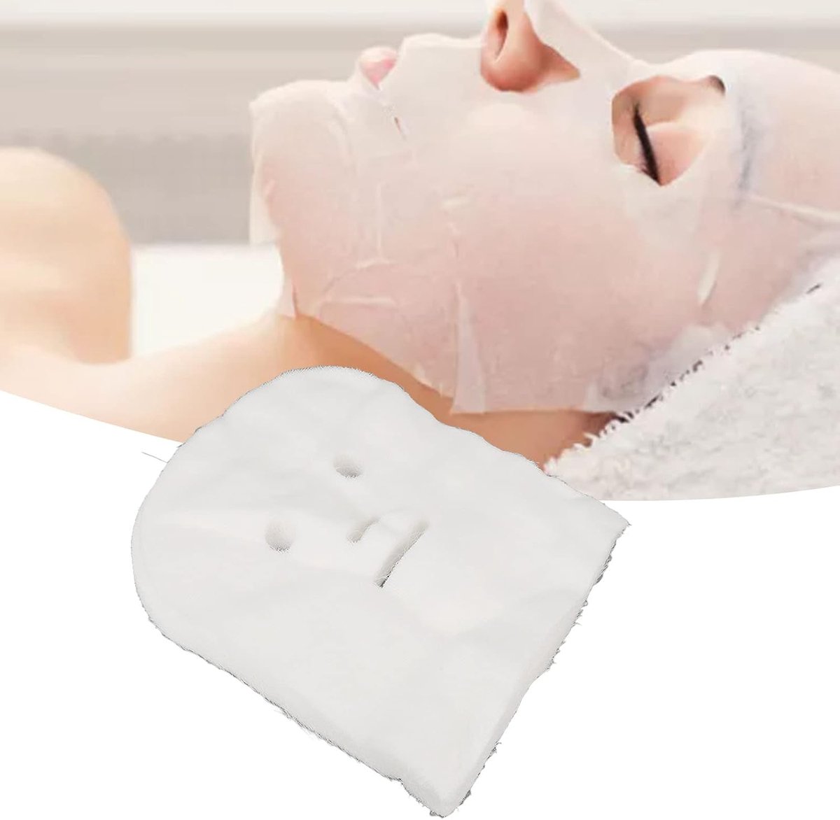 Gezichtsmasker 100 Stuks – Zacht, Voorgesneden Gaas Masker voor Huidverzorging, Gebruiksklaar voor Spa, Schoonheidssalon en Thuisgebruik – Wit Niet-geweven Gezichtsgaas v