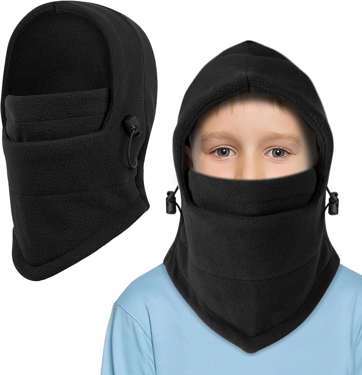 Thermische bivakmuts voor kinderen, multifunctionele winddichte bivakmuts, skimasker, volledige gezichtsbedekking, hoed, ademende snood capuchon, nekwarmer voor helm, winter, buitensporten