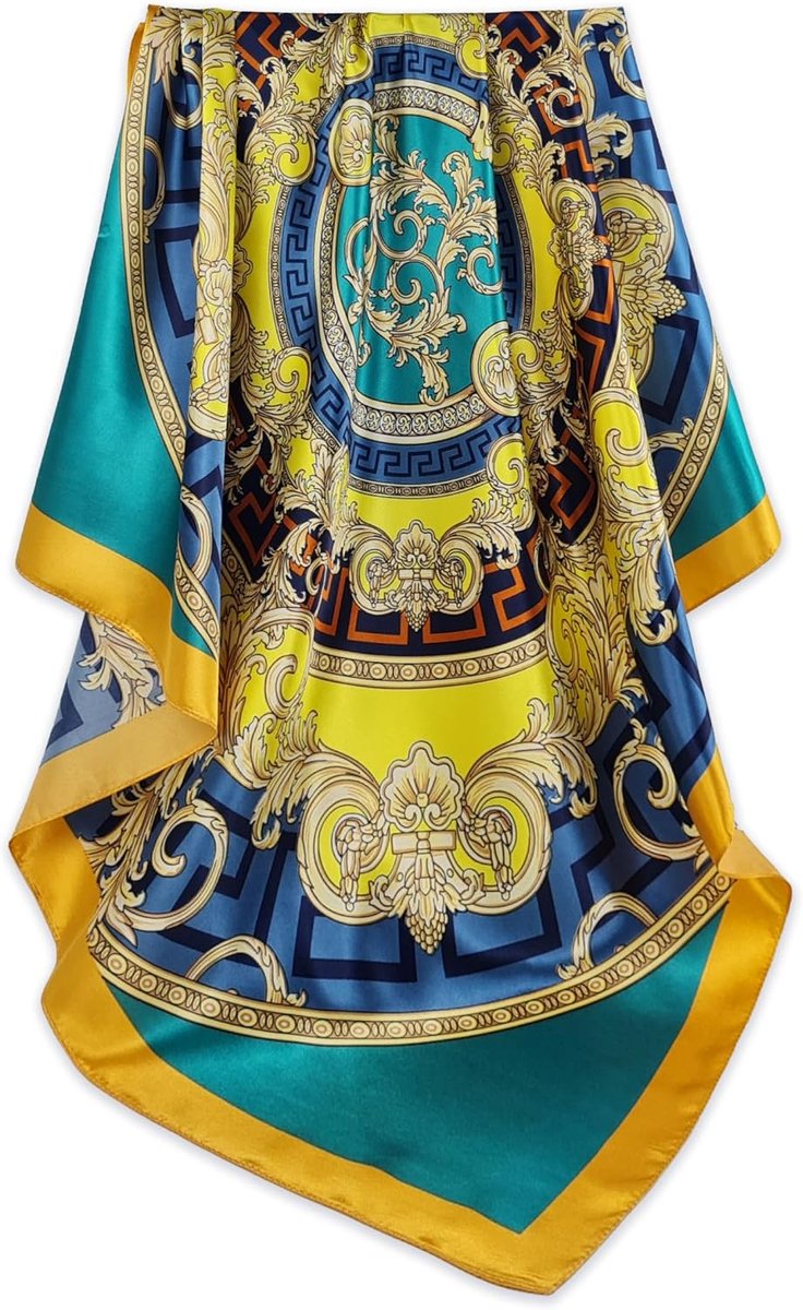sjaal voor dames, elegante 90 x 90 cm zijden doek voor het haar, halsdoek voor dames, elegante satijnen doek, halsdoek, bandana, hoofddoek,
