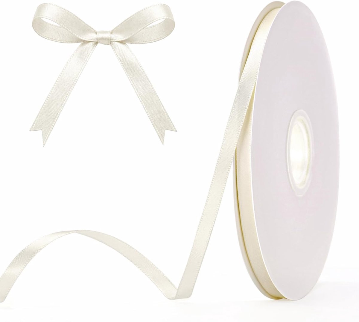 100 m satijnen lint crème: 6 mm cadeaulint voor geschenkverpakkingen, bruidsboeketten, haar en ballonnen, scrapbooking, knutselen, bruiloften, doe-het-zelf