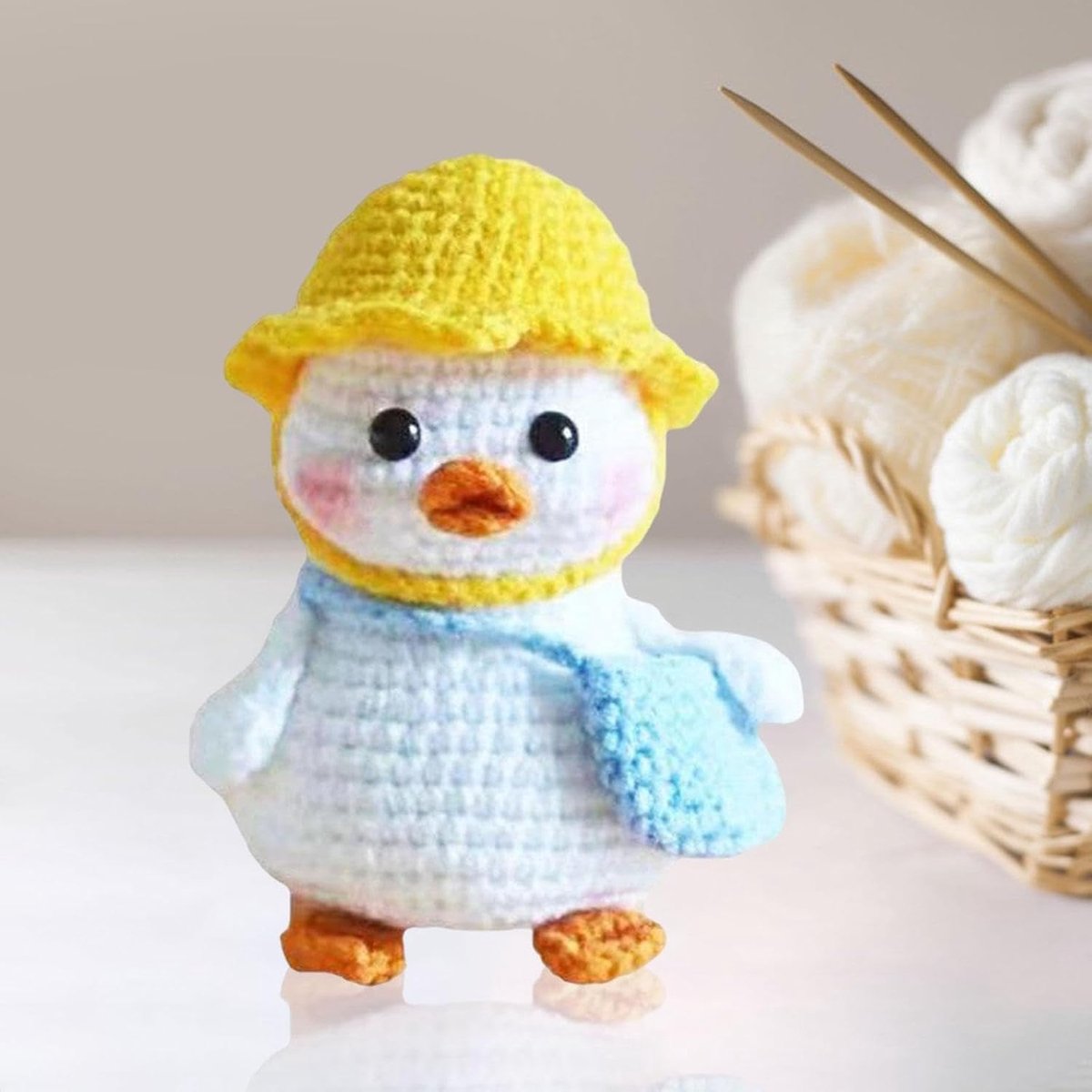tuwiwol Handgemaakt gebreid pluche speelgoed, haakpakket voor op het bureau, decoratie voor thuis, knutselset voor volwassenen, haakpakket voor eend, doe-het-zelf