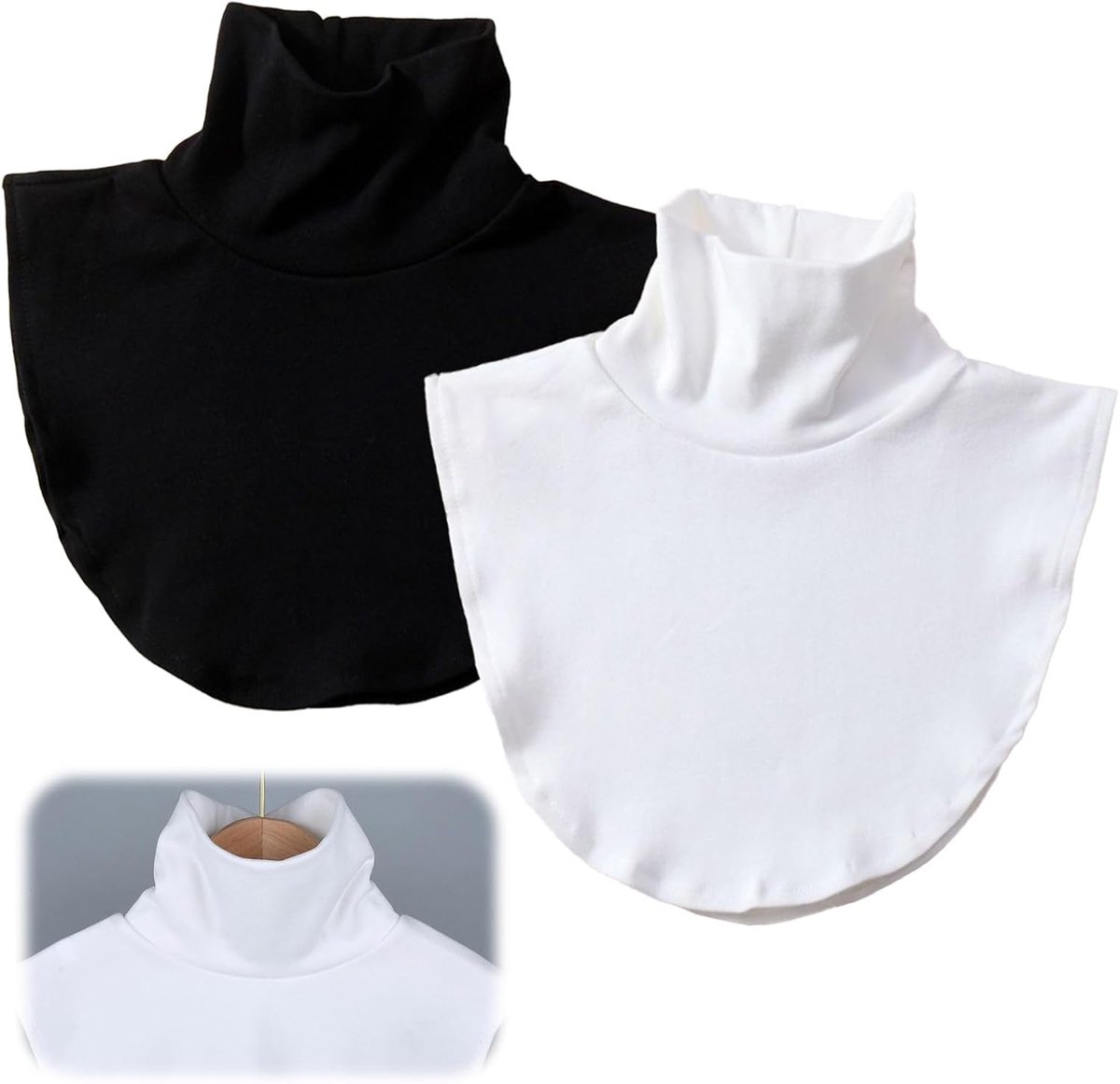 Col, blousekraag, inzetstuk voor dames, kraaginzetstuk, modieuze nauwe hals, afneembare rolkraag, inzetstuk voor dames, voor formele kleding, blouses, truien (2 stuks)