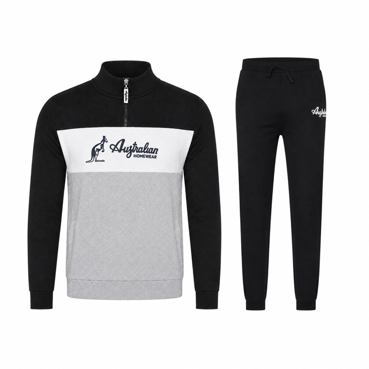 Australian - Heren Homewear Joggingpak - Zwart/Grijs - Maat L