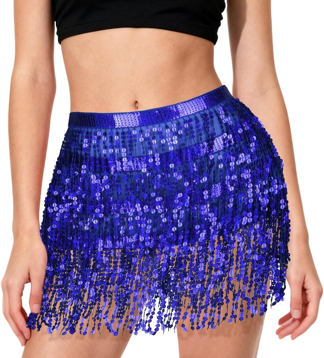 rok voor vrouwen, kwastjes buikdansen rok mini sprankelende glitter glanzende rokken voor performance & festival dans